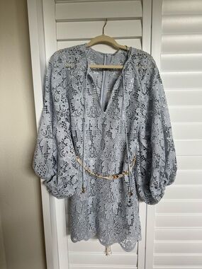 NWT Zimmermann Coco Lace Tunic  Mini Dress Baby Blue Size S 1 $850